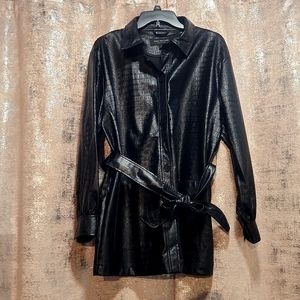 LARGE, Black, faux leather, lightweight jacket,